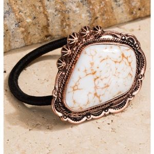 Boho natural stone hair tie